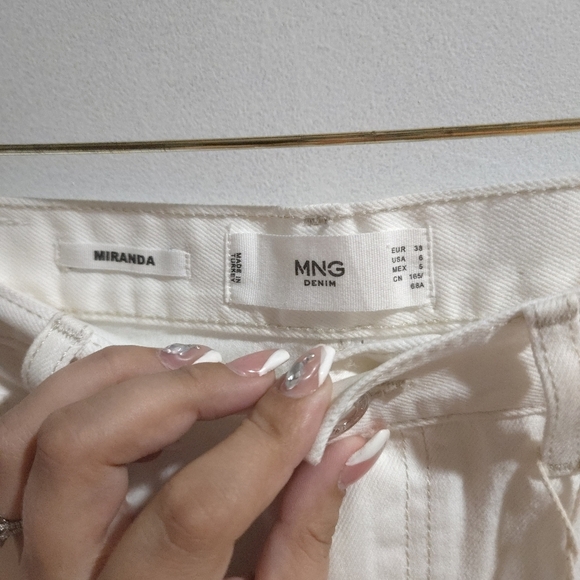 MNG |  White Straight Leg Jeans Crisp Minimalist Style , Miranda - Picture 7 of 13